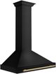 ZLINE Autograph Edition 36" Black Stainless Steel Wall Mounted Range Hood with Champagne Bronze Handle-2