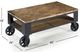 Magnussen Home® Pinebrook Distressed Natural Pine Starter Cocktail Table with Black Metal Casters-1