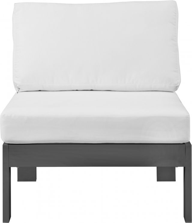 Meridian Furniture Nizuc White Waterproof Fabric Outdoor Patio Aluminum Armless Chair-3