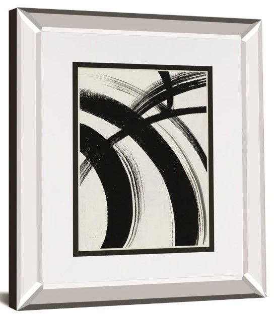 Classy Art Black/White Spontaneous I By Farida Zaman Mirror Framed Wall Art-0
