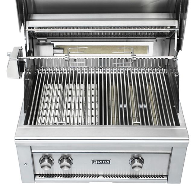 LYNX® Professional 3-Burner Stainless Steel Freestanding Liquid Propane Grill with 1 Trident Infrared Burner, 1 Ceramic Burner and Rotisserie-4