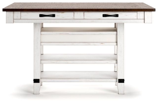 Signature Design by Ashley® Valebeck Brown Counter Height Dining Table with White Pedestal-3