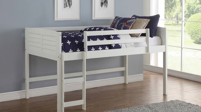 Donco Kids Louver White Youth Twin Loft Bed-1