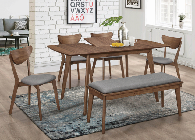 Coaster® Alfredo Upholstered Grey/Natural Walnut Dining Bench-3