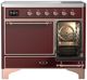 Ilve® Majestic III 40" Burgundy Pro Style Induction Range with Solid Door and Copper Trim-4