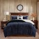 Olliix by Woolrich Alton Navy and Ivory Full/Queen Polyester Solid Velour to Berber Comforter Set-0