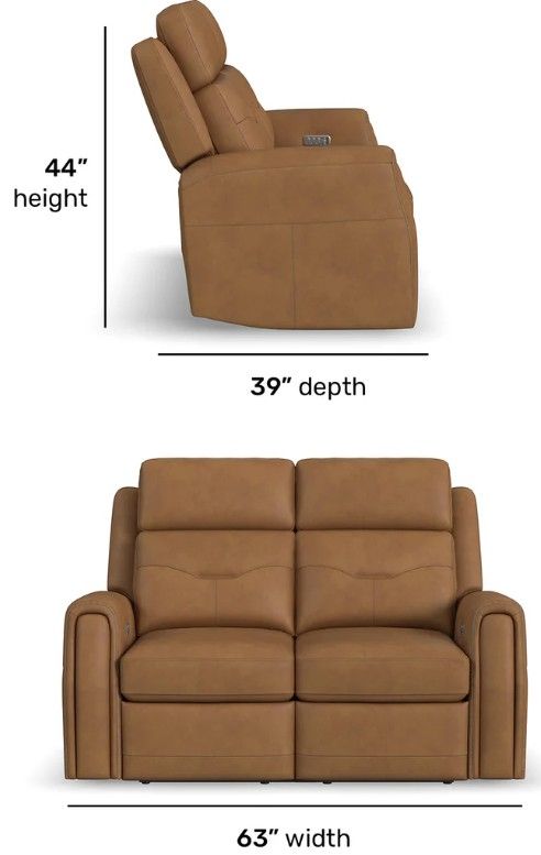 Flexsteel® Felix Toasted Almond Leather Power Reclining Loveseat with Power Headrest and Lumbar-2