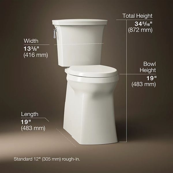 KOHLER® Corbelle® Biscuit Tall 2-Piece Elongated Toilet with Skirted Trapway, 1.28 Gpf-4
