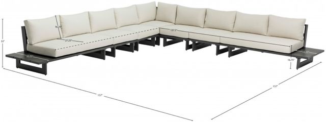 Meridian Furniture Maldives 7-Piece Cream/Dark Gray Aluminum/Fabric Outdoor Modular Sectional-4