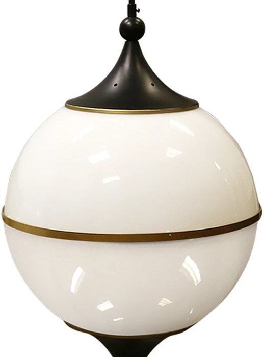 Harp & Finial® Benedict Black/Brass/Milk Glass Globes Chandelier-2