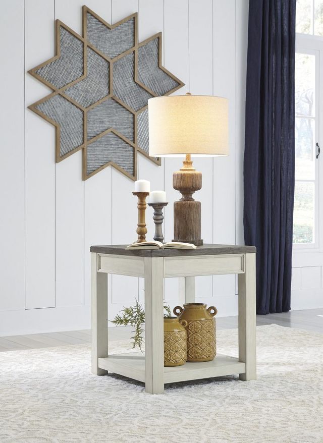 Signature Design by Ashley® Bolanburg Weathered Gray Square End Table with Antique White Base-4