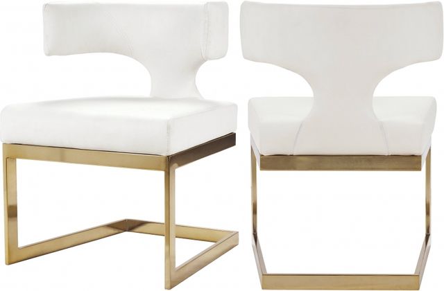Meridian Furniture Alexandra White/Gold Faux Leather Dining Chair-1