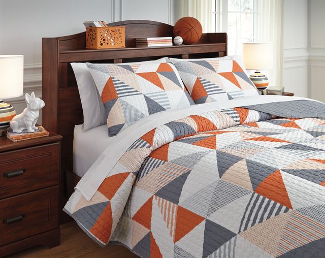 Signature Design by Ashley® Layne Gray/Orange Full Coverlet Set-2