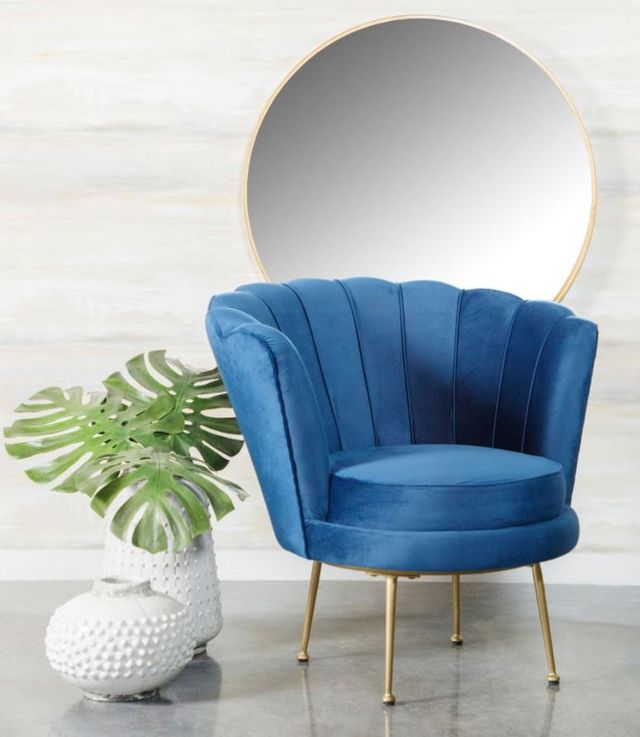 Coaster® Blue Channeled Tufted Barrel Accent Chair-1