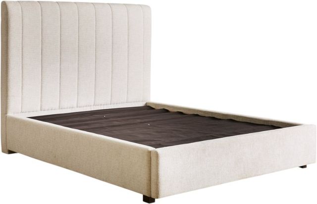 Signature Design by Ashley® Brizmore Beige Queen Upholstered Panel Storage Bed-2