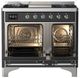 Ilve® Majestic III 40" Glossy Black Pro Style Dual Fuel Natural Gas Range with Solid Door and Chrome Trim-1