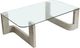 Magnussen Home® Bartlett Glass Top Rectangular Cocktail Table with Smokey Pine Base-3