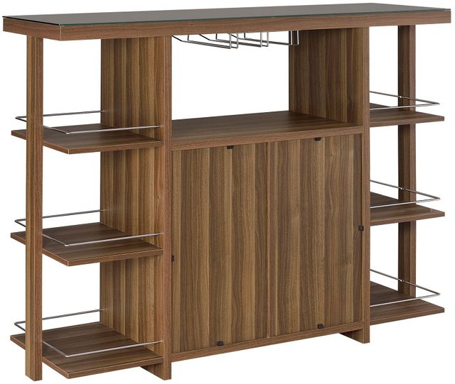 Coaster® Evelio Walnut Bar Unit with Wine Bottle Storage-0