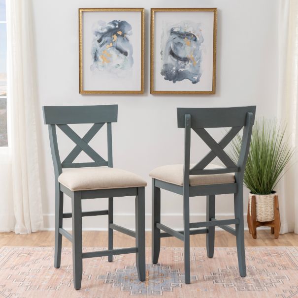 Coast2Coast Home™ Belsey 2-Piece Blue Counter Stool Set-4