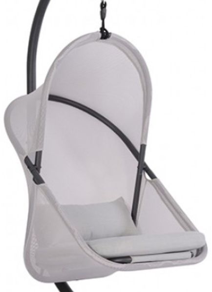 Furniture of America® Crush 2-Piece Black/Light Gray Fabric/Metal Outdoor Swing Chair and Stand Set-1