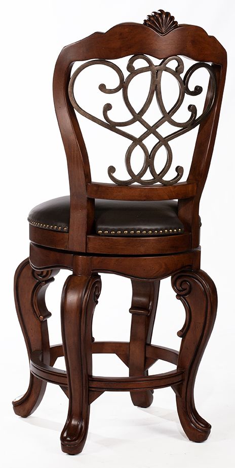 HH2 Home Burrell Brown Cherry Old Steel Swivel Bar Stool-1