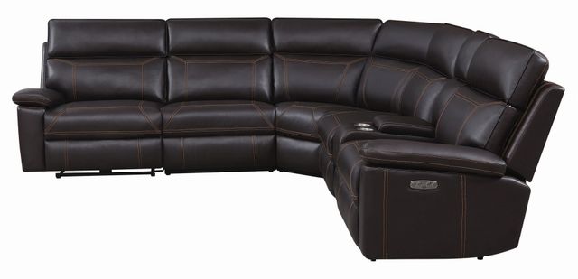 Coaster® Albany 6-Piece Brown Power Headrest Sectional-3