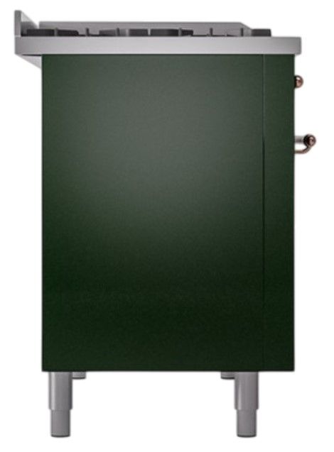 Ilve® Nostalgie II Noblesse 48'' Emerald Green Pro Style Dual Fuel Range with Copper Trim-2