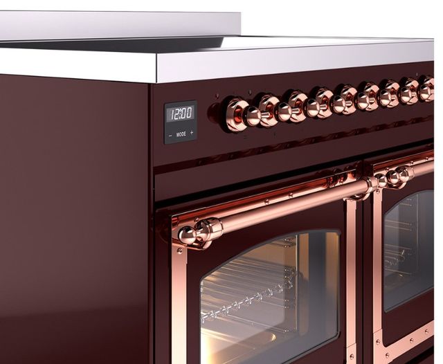 Ilve® Nostalgie II Noblesse 40'' Burgundy Pro Style Induction Range with Copper Trim-2