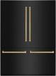 ZLINE Autograph Edition 60" 32.2 Cu. Ft. Black Stainless Steel Built-In French Door Refrigerator with Polished Gold Accent and Bright White Interior-0