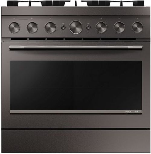 KitchenAid® 36" Black Ore 6 Burner Pro Style Dual Fuel Range with No Preheat Air Fry Mode-0