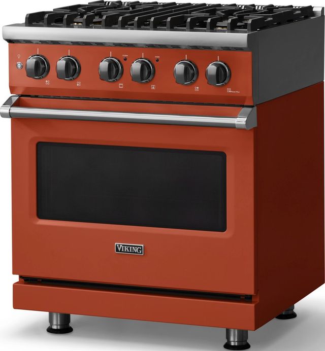 Viking® 5 Series 30" Spriced Cider Pro Style Dual Fuel (NG) Range with Polished Chrome Trim-3