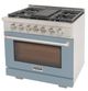 Kucht Professional KFX Series 36" Stainless Steel Pro Style Natural Gas Range with Light Blue Door and True Simmer Burners-2