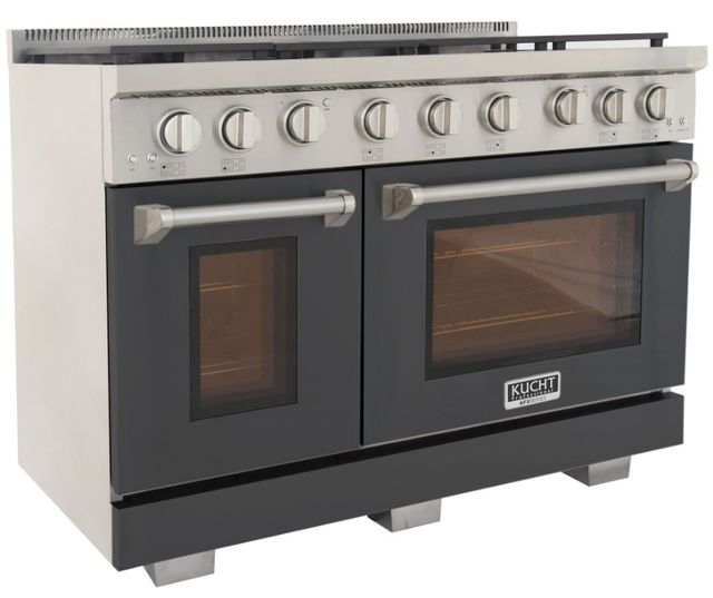 Kucht Professional KFX Series 48" Stainless Steel Pro Style Natural Gas Range with Cement Gray Door and True Simmer Burners-1