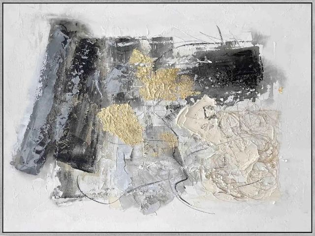 Classy Living Organic Gilded Monochrome Texture Abstract Wall Art-0