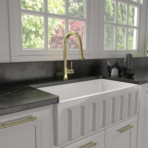 ZLINE Autograph Edition Polished Gold Monet Pull Down Single Handle Kitchen Faucet-1