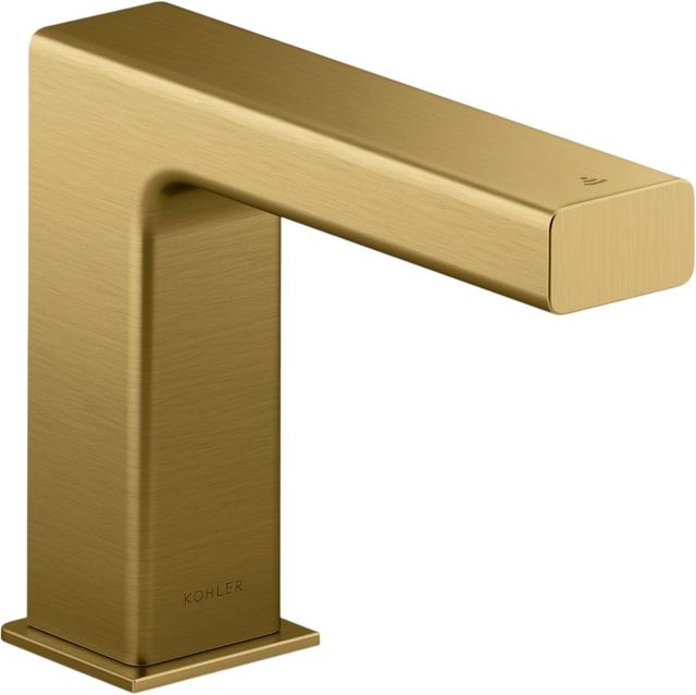 KOHLER® Strayt™ Vibrant Brushed Moderne Brass Touchless Single-Hole Lavatory Faucet with Kinesis® Sensor Technology-0