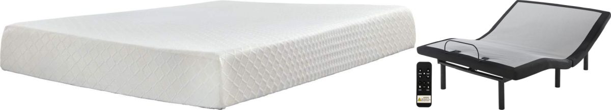 Sierra Sleep® by Ashley® Chime 2-Piece 10" Memory Foam and Better Adjustable Base Queen Mattress Set