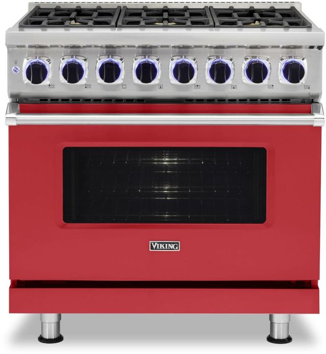 Viking® 7 Series 36" San Marzano Red Pro Style Dual Fuel Liquid Propane Range-0