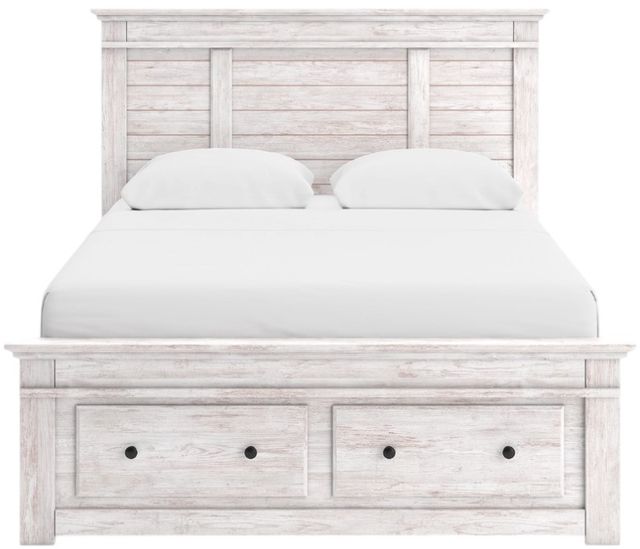 Signature Design by Ashley® Fenderport Whitewash Queen Storage Pane Bed-2