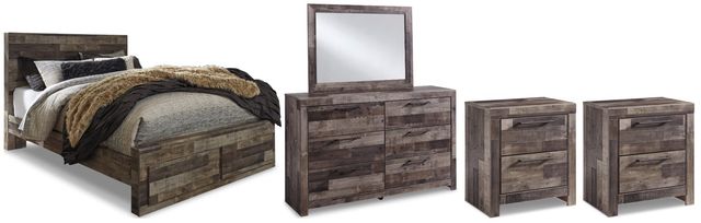 Benchcraft® Derekson 5-Piece Multi Gray King Panel Storage Bed Set-0