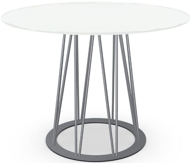 Amisco Customizable Calypso White Glass Dining Table with 42" Tabletop -0
