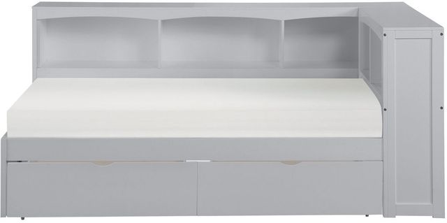 Homelegance® Orion Gray Youth Twin Storage Bookcase Corner Bed-2