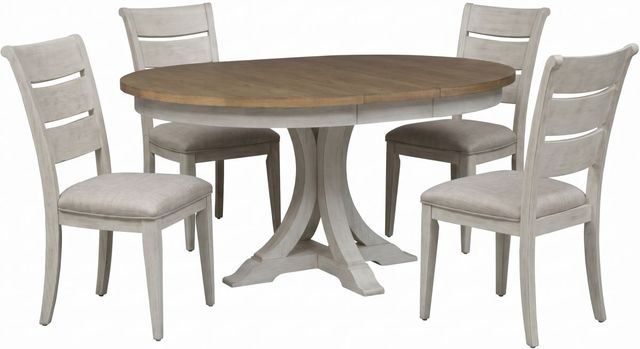 Liberty Furniture Farmhouse Reimagined 5-Piece Antique White/Chestnut Dining Set-0