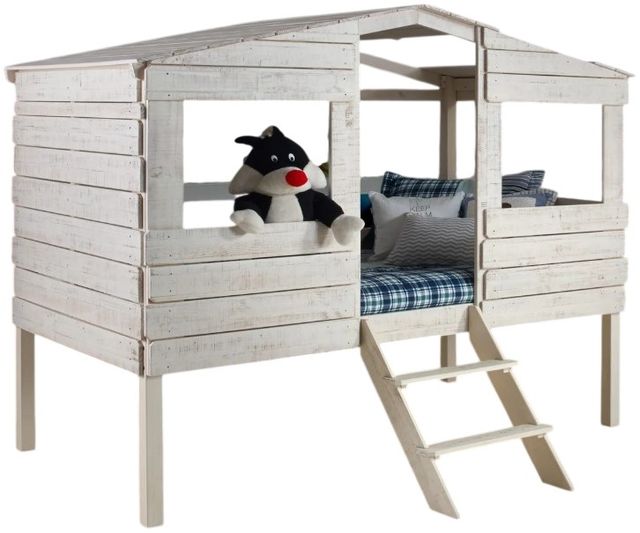 Donco Kids Beach House Rustic Sand Youth Twin Low Loft Bed-0