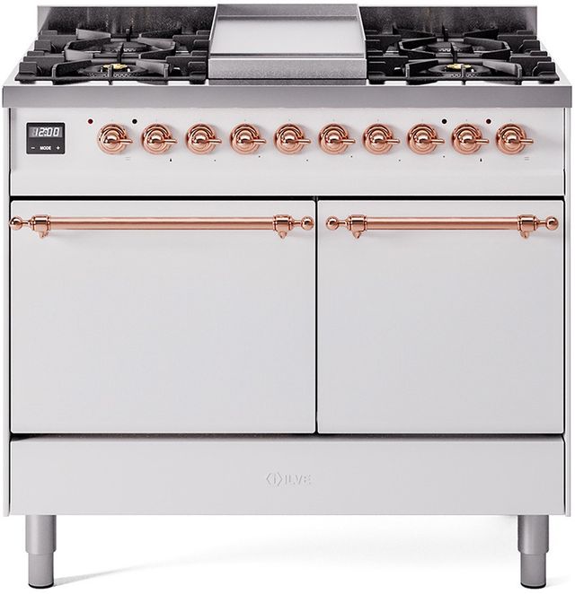 Ilve® Nostalgie II Series 40" White Pro Style Dual Fuel Range-0