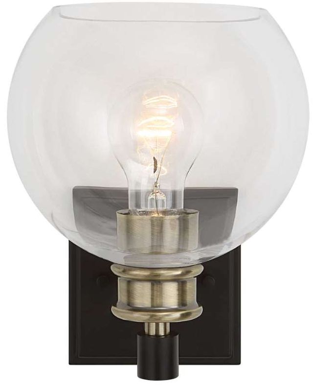 Uttermost® Kent Edison Antique Brass/Matte Black 1-Light Sconce-4