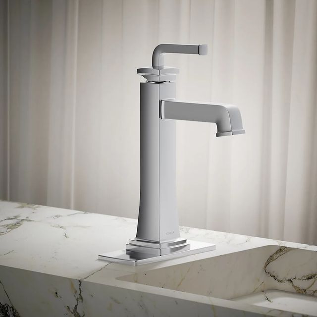 KOHLER® Riff® Polished ChromeTall Single-Handle Bathroom Sink Faucet-3