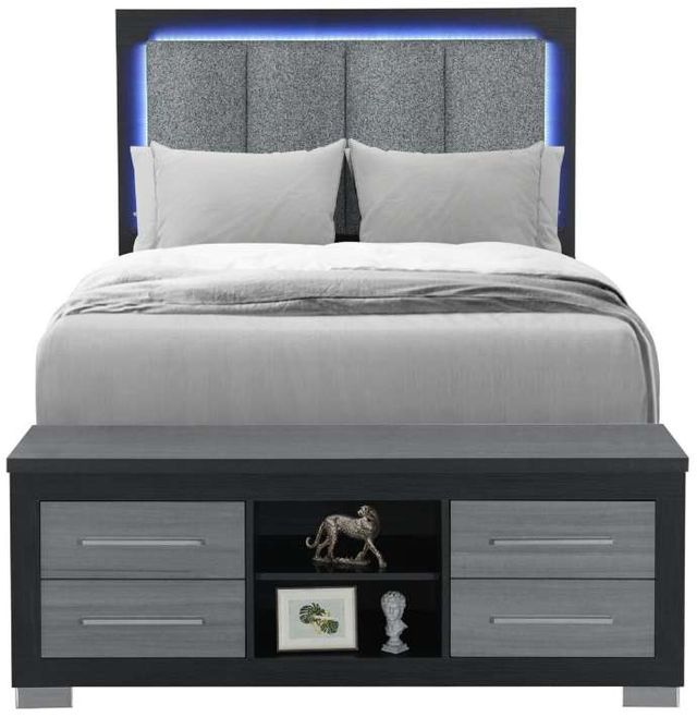 Global Furniture USA Emma Black/Gray Full Panel Bed with LED and USB-1