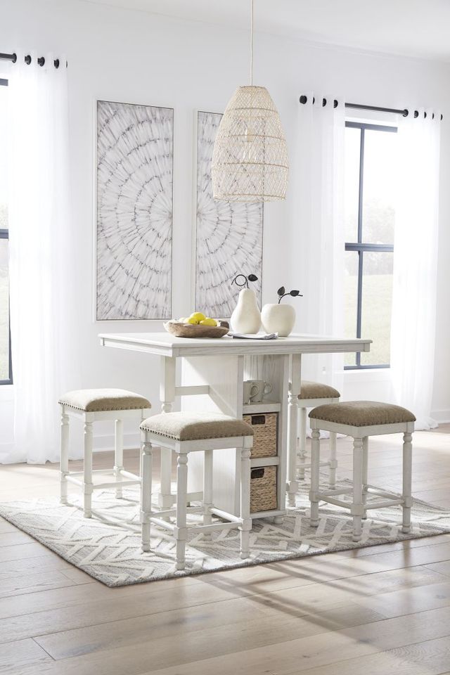 Signature Design by Ashley® Robbinsdale 5-Piece Antique White Counter Height Dining Table Set-3