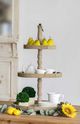 A & B Home Weathered Brown Round Three-Tiered Serving Tray-1